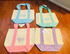 Trader Joe’s Mini Pastel Canvas Tote Bags Set of 4 (Pink, Lavender, Green, Blue)