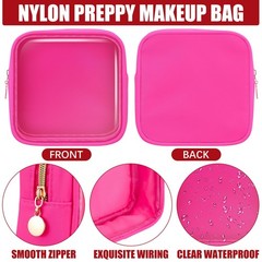 Hushee 4 Pcs Clear Nylon Makeup Bag for Mini, black, hot pink, mint, grape