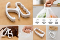 Black Plastic Bag Carrier Grip Handle, Ergonomic Lightweight 2-Pack