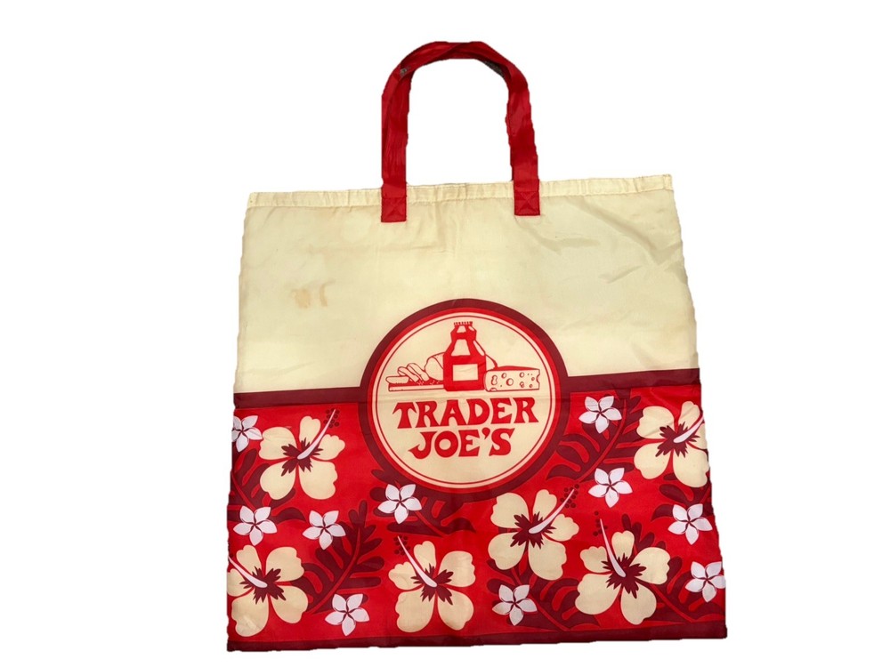 Trader Joe’s Insulated Bag Red Hawaiian Hibiscus Flower Reusable Grocery Tote