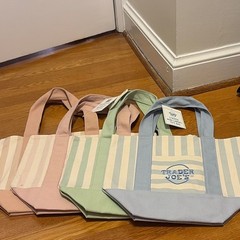 Trader Joe’s Small Striped Canvas Reusable Tote Bags 3-Pack 13x16x14