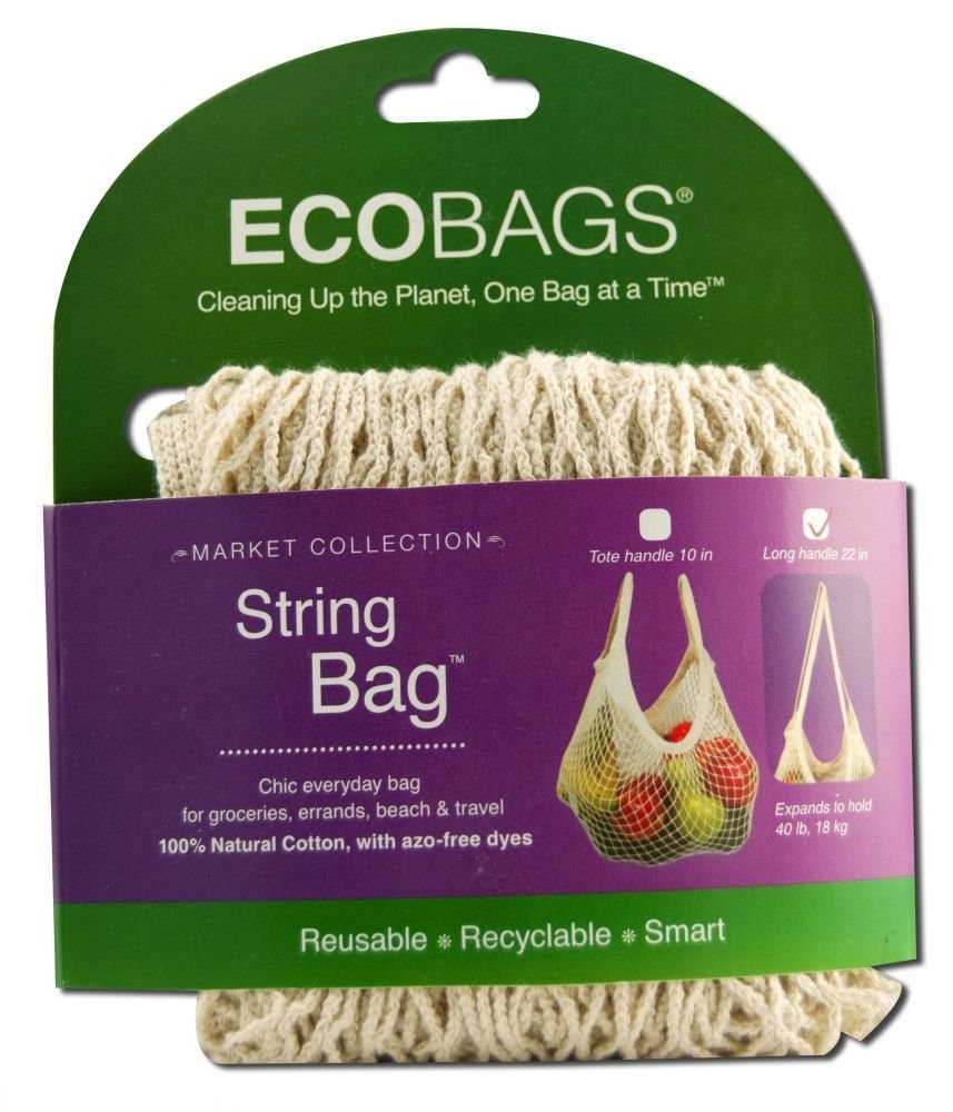 Natural Cotton Long Handle String Bag