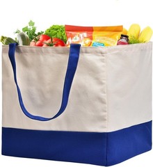 3 Pack Canvas Reusable Grocery Bags Heavy Duty 8.3 gal Foldable Large Tote Bag
