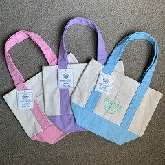 NWT Trader Joe’s Mini Pastel Canvas Tote Bags, 3 Colors: Blue, Purple, Pink