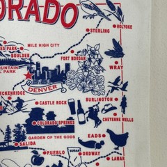 White COLORADO Souvenir Map Canvas Tote Shopping Bag State Flag Bird Landmarks