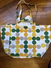 IKEA Broggan Shopping Bag Dot Pattern Cotton Large Spring Summer Beach Tote New