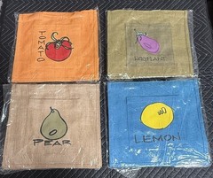 BrB Set of (4) NEW Colorful Pocketed Jute Burlap Bags Perfect Tote Market Bag