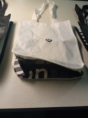 Lululemon Reusable Shopping Tote Bag Small Black & White Lot 3 Used
