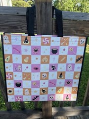 HALLOWEEN 👻 Reusable Shopping Bags Tote FUN Pastel Checkerboard🎃