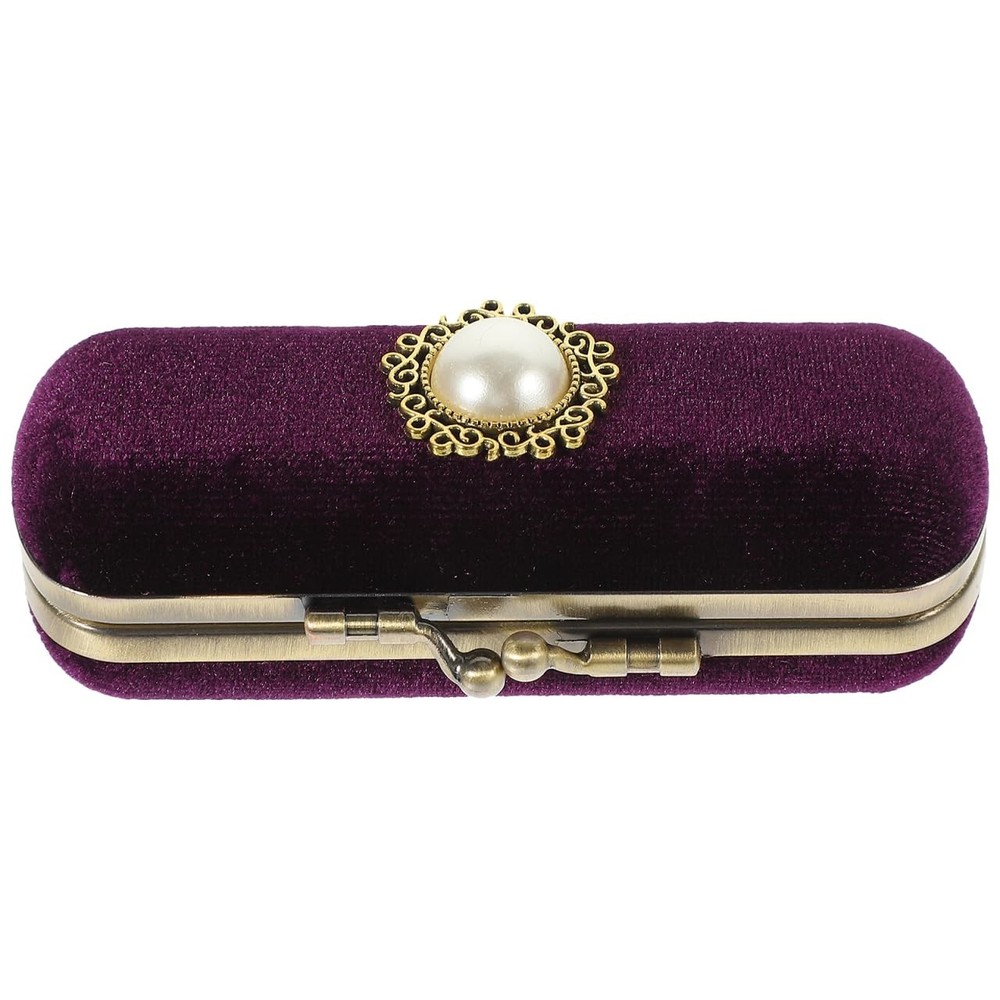 Alipis Retro Vintage Lipstick Box with Mirror – Compact Lip 10×3.5cm, Purple