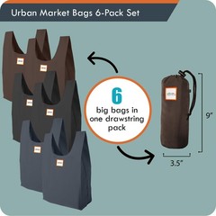 Urban Market Bags – Galaxy -6 Foldable Reusable Shopping Bags in 1 Compact Po…