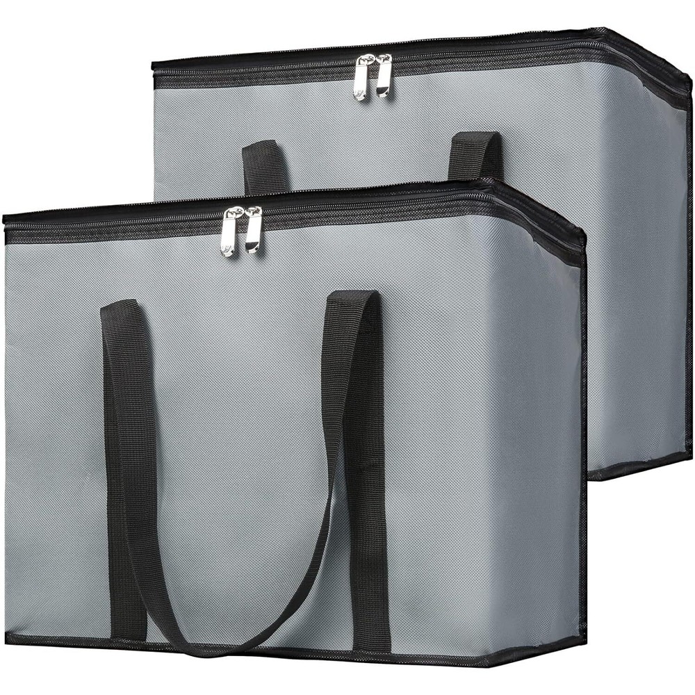 2-Pack Insulated Reusable Grocery Bag w/ Zippered Top, X-Large Frozen Foods Cold