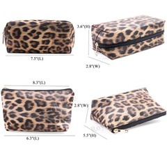 FITINI 2 Pcs Leopard Makeup Bag Travel Cosmetic 2 Count (Pack of 1),
