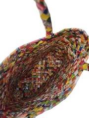Reusable Multicolor Woven Plastic Tote Bag, Small 12×11 x12 in Shopping Bag
