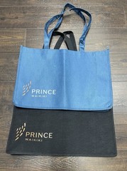 HAWAII PRINCE WAIKIKI Blue & Black Canvas Recycled Tote Bag 18”x11.5”x5”