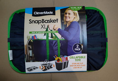 [2 Pack] CleverMade SnapBasket X-Large 40L 10.5Gal Collapsible Shopping Tote XL