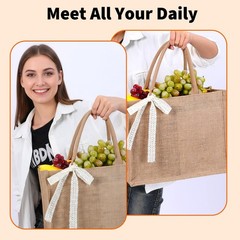 8pcs Burlap Tote Bag Set with Handles, Waterproof Reusable Blank Water Resist…