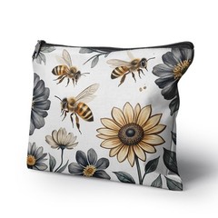 Cafl Bumblebees & Sunflowers Makeup Bag Bee Cosmetic &