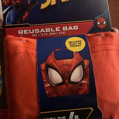 Marvel Spiderman XL Reusable Grocery Shopping Bag with Pocket 23″x 16.5″ **New*