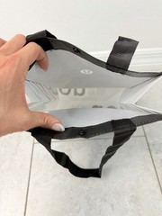 Lululemon Reusable Tote Bag Black Gray Small Shopping Lunch Eco Bag Snap Closure