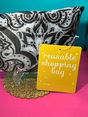 Reusable Collapsible Shopping Bag Black and White