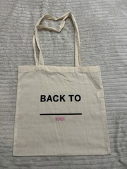 PINK Foldable Canvas Reusable Shopping Bag Beige Text Pattern