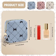 Playexen Corduroy Small Makeup Bag, Mini Strawberry-Beige, Strawberry