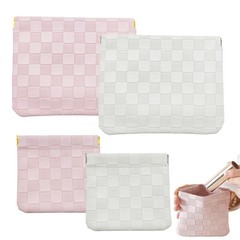 Arvintas 4PCS Small Waterproof Makeup Bag Set for Women, Mini White + pink