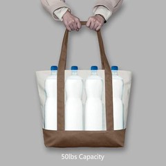 Stylish Canvas Tote Bag with an External Pocket Top Zipper Closure Daily Esse…