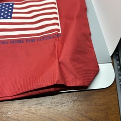 Helping Our Heroes Red Canvas Medium Tote Reusable Shopping Bag 15-1/4” X 13”