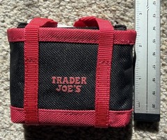 Trader Joe’s Black Red Micro Tote With Grocery Bag 2 In 1 Mini Limited Edition