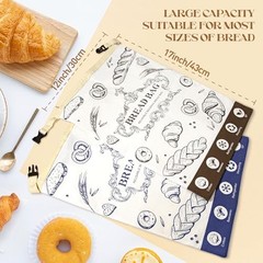 Reusable Beeswax Bread Bags – Large Capacity Cotton Storage for Beige-1 pcs