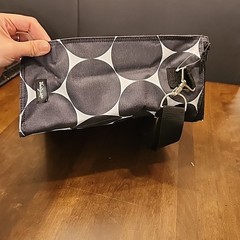 Thirty One 31 Insulated Cooler Shoulder Strap Tote Bag Black White Polka Dot