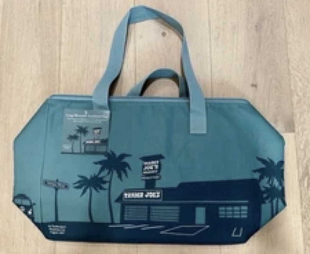 Trader Joe’s Large Insulated Cooler Bag Dusty Blue NWT Free Shipping