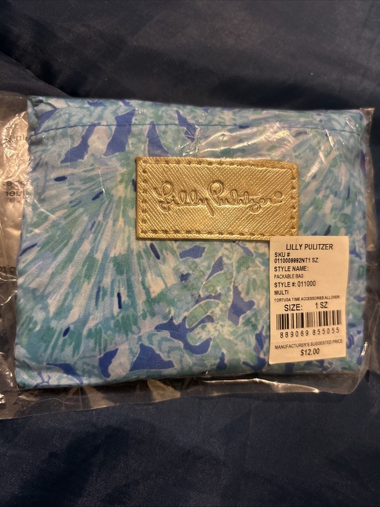 Lilly Pulitzer TORTUGA TIME PACKABLE BAG Turtles Lightweight Shopper Tote NWT