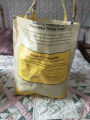 Large Reusable Shopping Yellow Tote Gift Bag Handmade From Chicken Feed Bag Duck