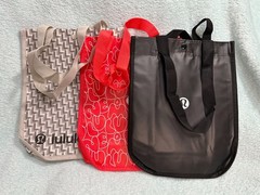 Lot of 3 Lululemon Small Reusable Shopping Tote Bags Assorted Colors