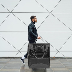 Large Rolling Tote Bag with Wheels, 130L Foldable Shopping Cart & Grocery Bag, 5