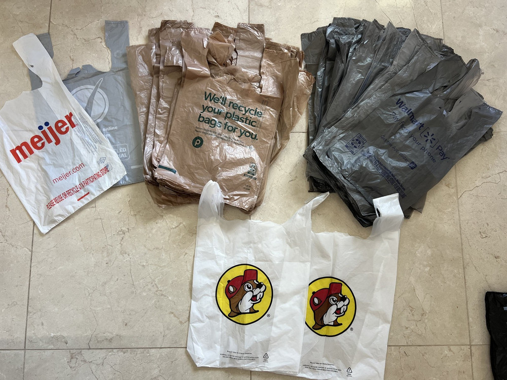 Walmart Plastic Grocery Bags Single Use New Folded Art Crafts Trash Bag Buc-ee’s