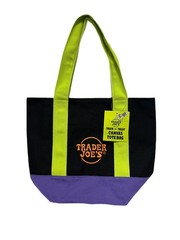 Trader Joe’s Black Purple Green Trick or Treat Canvas Tote Bag