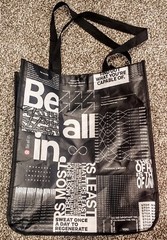 Lot of 2 Lululemon Large Reusable Shopping Tote Bags Red/Black Manifesto Print