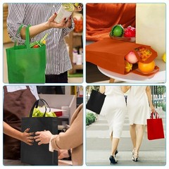 60 Pack Non Woven Tote Bags, 14 x 10 Inch Reusable Grocery Bags with Handles,…