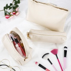 Talltalk 3 Pcs Cosmetic Makeup Bag for Women Portable PU Leather, Elegant