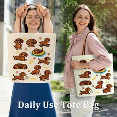 Dachshund Tote Bag, Canvas Tote Bag for Women Girls Teens, Cute Reusable Groc…