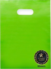 100 Lime Green Merchandise Bags 9″x12″ Glossy Handles
