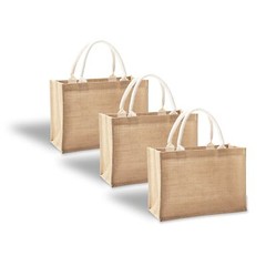 Jute Bags with handles 14.5″ x 6.7″ x 10.2″ Pack of 3 Medium Burlap Tote Bags…
