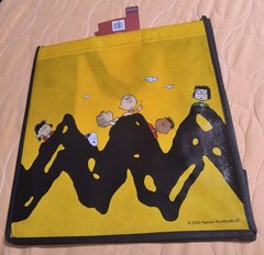 Peanuts Snoopy Charlie Brown Reusable Black Large Shopping Tote Bag with Handle