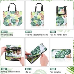 4 Pcs Reusable Shopping Bags Washable Foldable Grocery Bags with Handles Zipp…