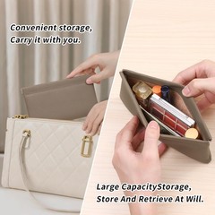 Genuine Leather Pocket Cosmetic Bag for Purse,Coin Purse Lipstick Grey