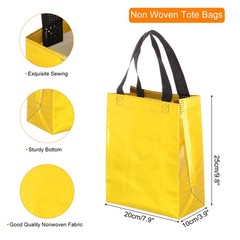 12Pcs Reusable Gift Bags with Handles 7.9 x 9.8 Inch Gold